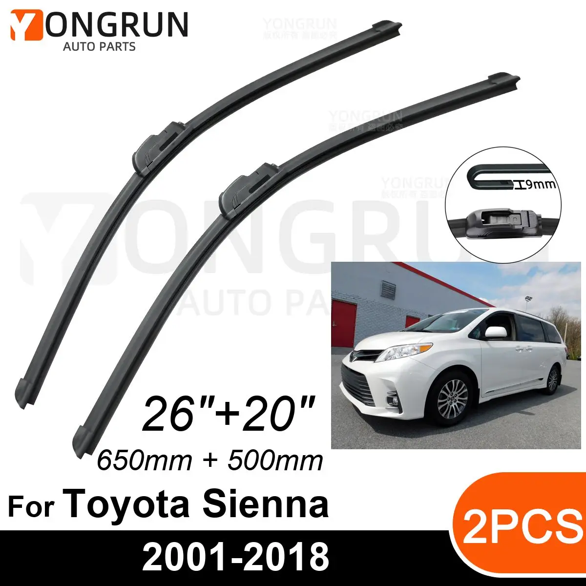 

Стеклоочистители для Toyota Sienna XL30 2001-2018, 26 + 20 дюймов