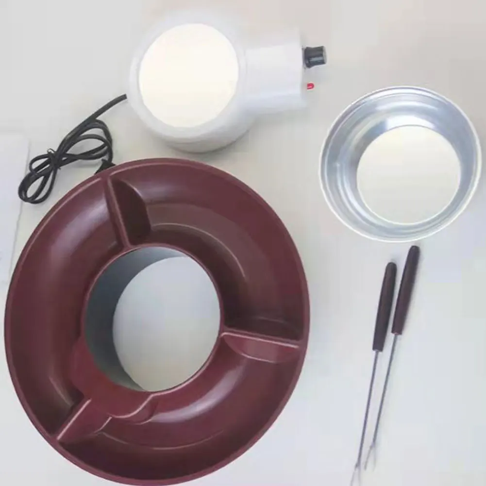 Electric Fondue Pot Set Detachable Serving Tray and 2 Forks Dessert Fountain Melting Pot Electric Fondue Maker Housewarming Gift