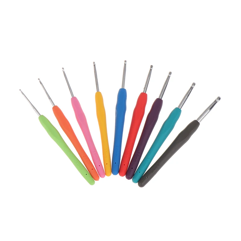 1Pcs 2.5-6mm Rubber Handle Crochet Hooks Needles Knit Weave Craft Yarn Sewing Tools Crochet Knitting Needles