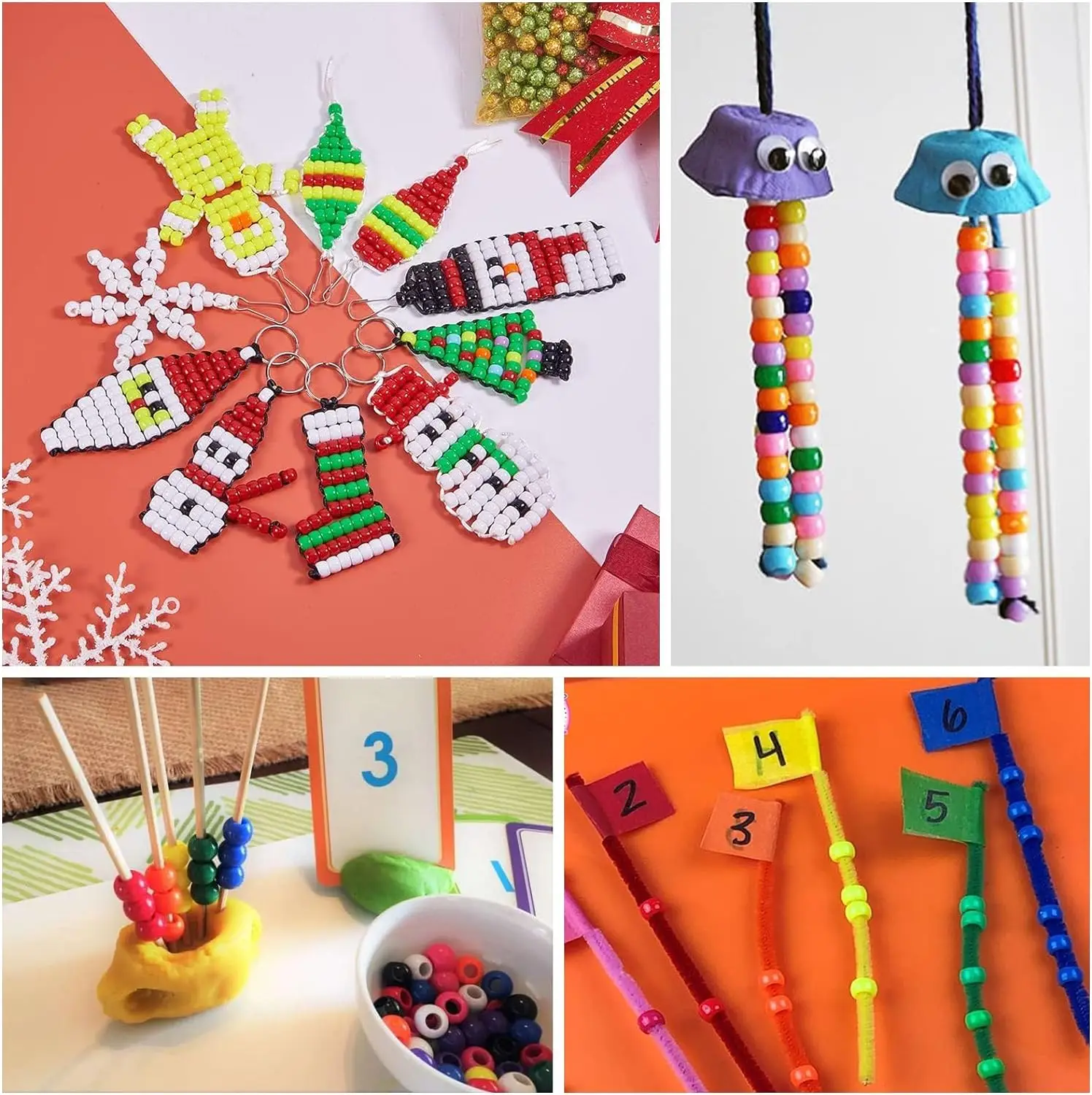 500 /1000 Pcs 포니 비즈 팔찌 만들기위한 플라스틱 비즈, 머리 땋기 용 멀티 컬러 비즈, DIY 공예, Kandi Jewelry