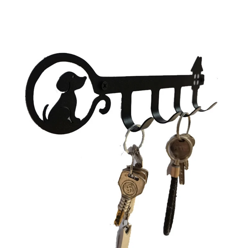 

Wall Mounted for Key Holder 4 Hooks Hanging Rack Dog Decorative for Coat Ha