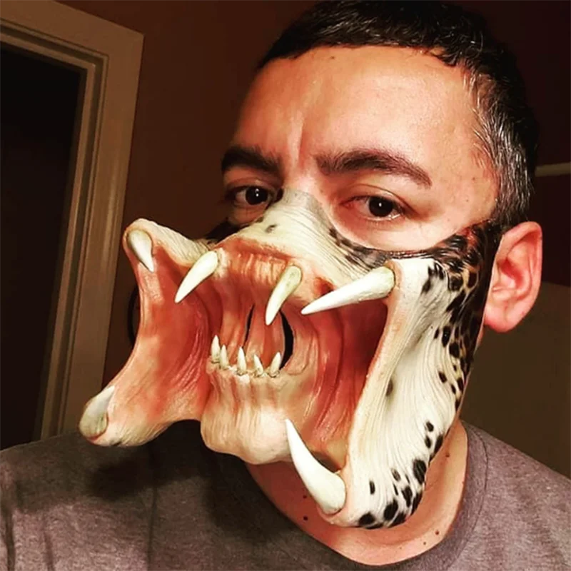 

Latex Half Face Predator Mask Scary Halloween Party Mask Props Mask Face Mask Cosplay Costume Role Play for Adult Unisex Gifts