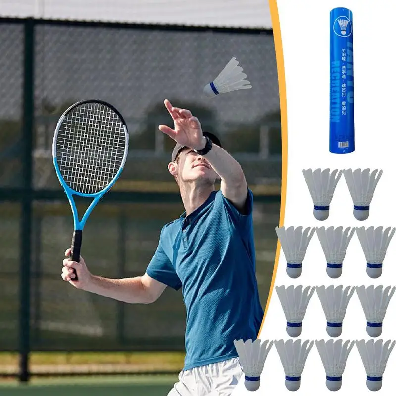 Badminton Shuttlecocks 12pcs High Durability Feather Shuttles Badminton High Stability Shuttlecocks for Training