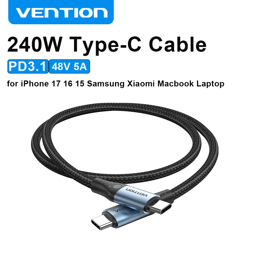 ตัวเลือกสินค้า สายชาร์จ USB-C 240W ชาร์จเร็ว PD3.1 สำหรับมือถือและแท็บเล็ต