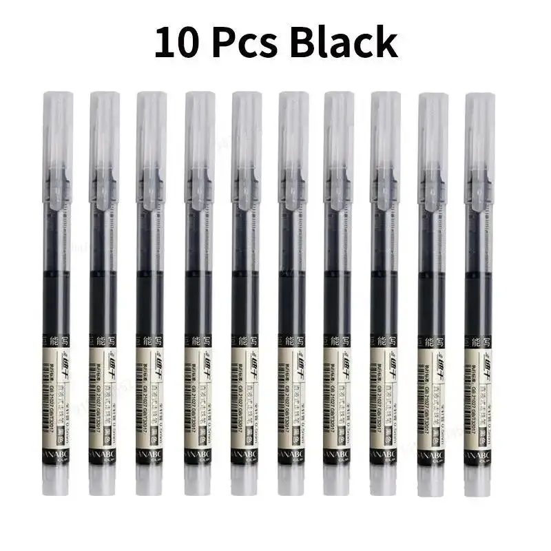 Vibrant 10-Color Gel Pen Set - Quick-Dry, Large Capacity 0.5mm for Writing & Office Supplies