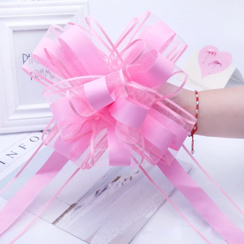 10pcs Large Organza Ribbon Pull Bows Wedding Party Decoration Flower Gift Wrap 