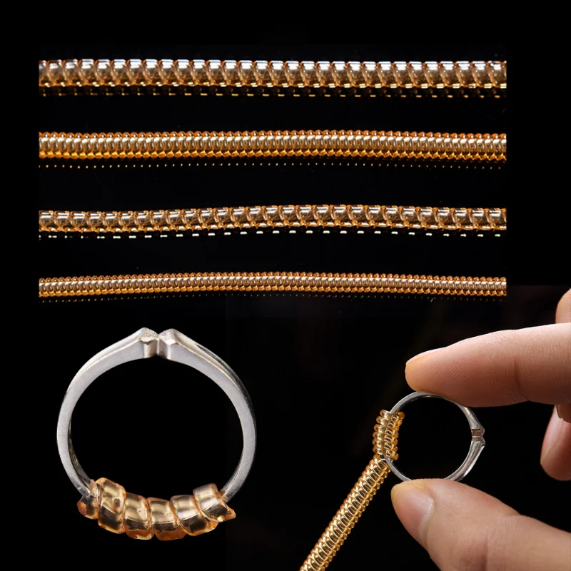 

Transparent Gold Spring Rope for Ring Size Adjustment Tools Loose Ring Inner Adjust Invisible Spiral Rings Tightener Resizing