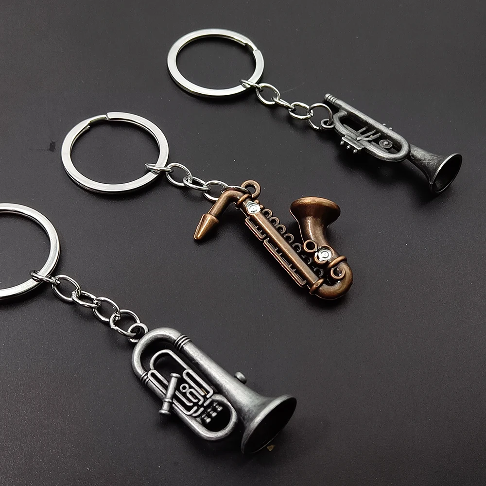 Personalized Musical Instrument Keychain Mini Metal Guitar/musical