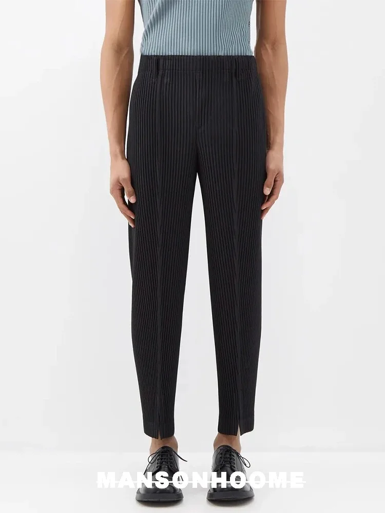 Miyake Pleated Men Pencil Pants High Waist Homme Causal Men's Casual Pants 4