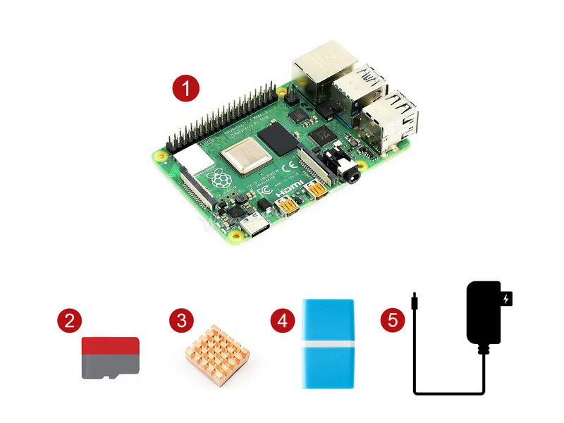 

Raspberry Pi 4 Model B 8G Starter Kit, Essential Parts, 16GB micro SD card, Heat sink, power adapter