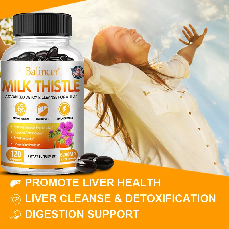 Balincer Milk Thistle Detox & Cleansing Formula 6200 Mg Supports Healthy Liver Detoxification, Heat Detoxification, Antioxidants images - 6