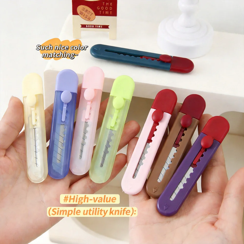 투명 유틸리티 나이프 경량 미니 종이 커터 반투명 아트 나이프 투명 휴대용 박스 커터 일상적인 개봉 작업용