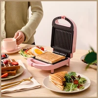 Portable Electric Sandwich Maker Home Multifunctional Machine Non-Stick Breakfast Maker Waffle Baking Pan Pot Pink Red Color 1