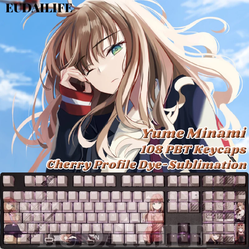 

Yume Minami 108 колпачки для ключей SSSS.GRIDMAN PBT, сублимационная печать, передача, переключатель вишни, крышка для перекрестного ключа, механическая клавиатура