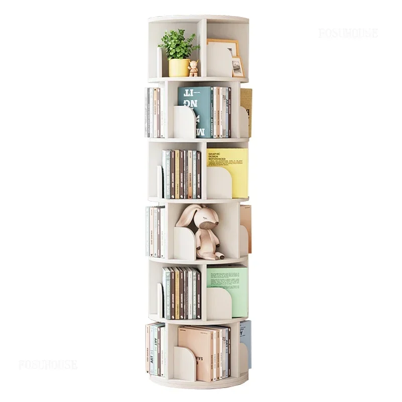 Rotating Floor-standing Bookcases for Apartment Modern Household Bookshelf Minimalist Density Board Bookcase for Library H