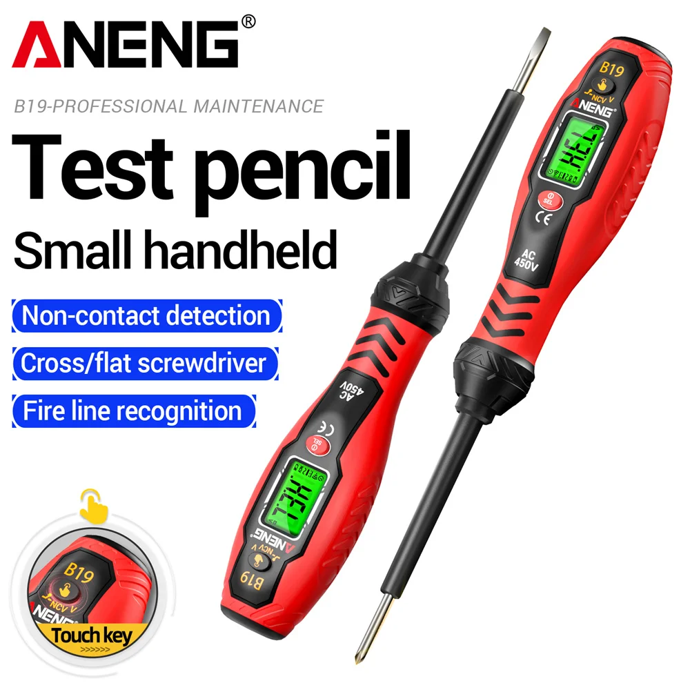 ANENG B19 크로스/워드 스크류드라이버 펜 30-1000V 전압 디지털 휴대용 비접촉식 테스트 진단 브레이크포인트 탐지기 버저 도구