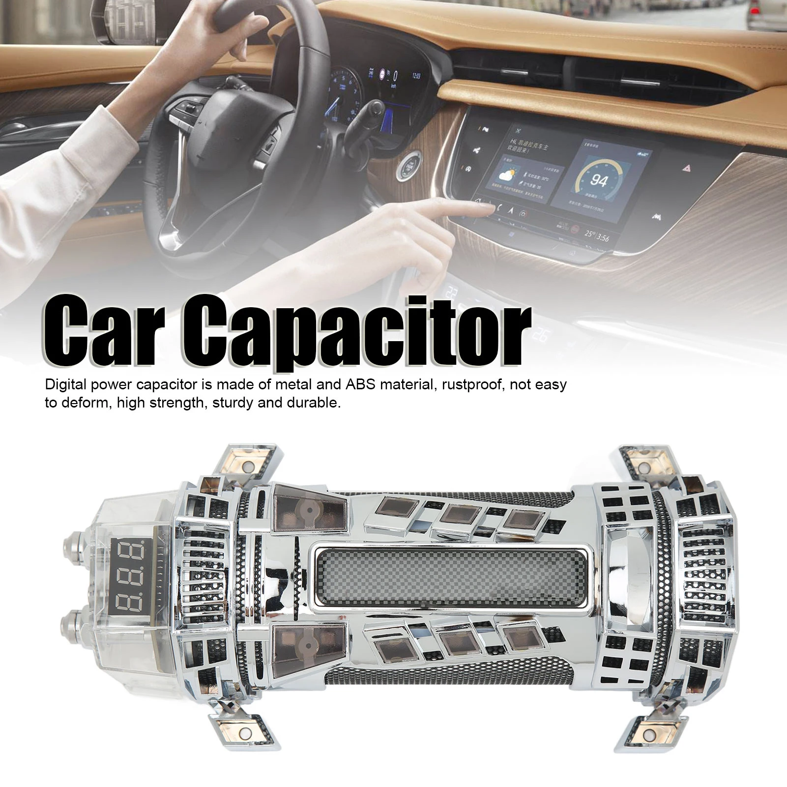 4 Farad Capacitor Digital Power Car with 3 Digit Voltage Display 4 Farad For Audio