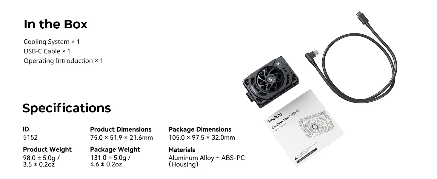 Cooling Fan for Sony Selected Cameras for Sony ZV-E1/ZV-E10/ZV-1/A7 IV/A7S III/