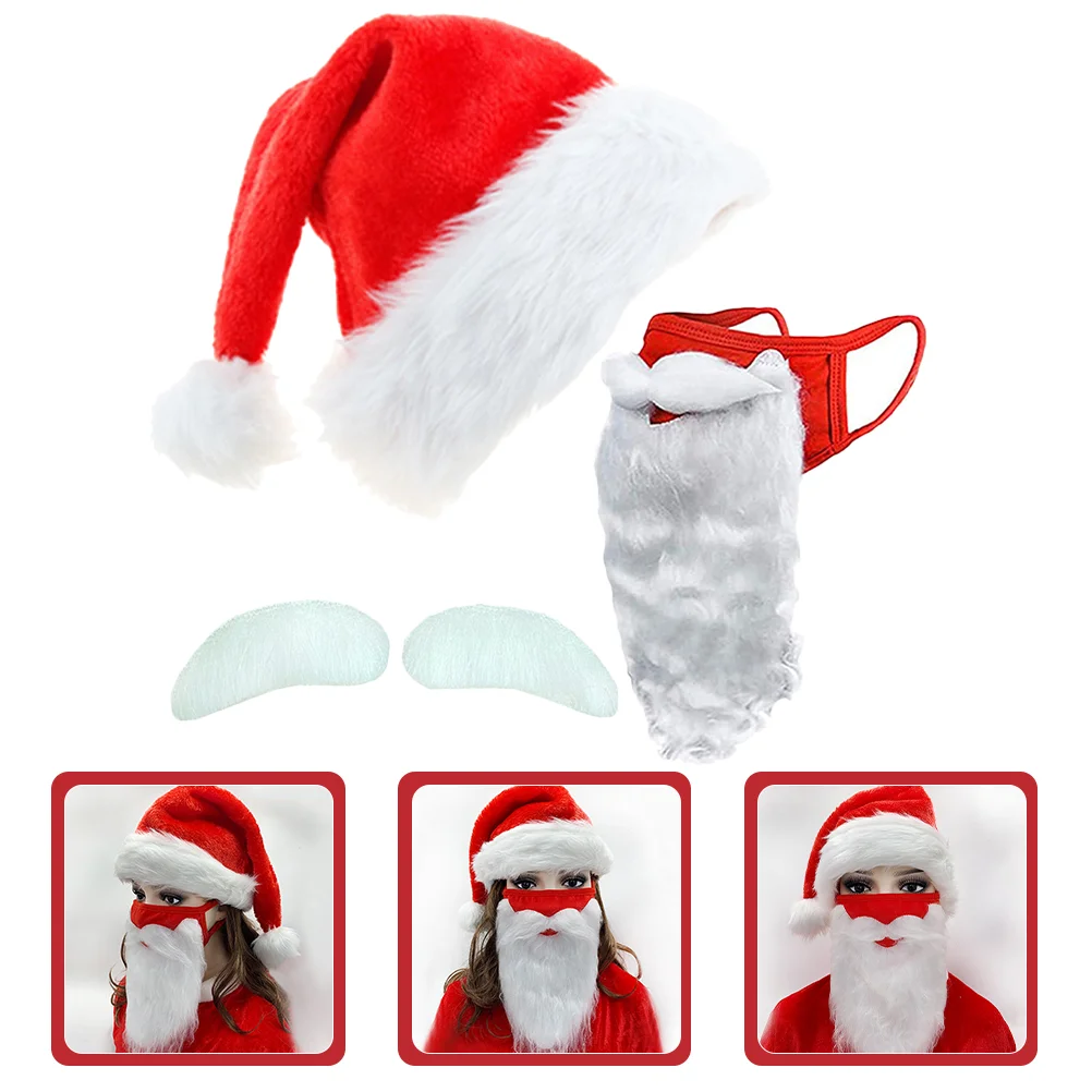 

Mask Christmas Suit Child Role Play Outfits Adults Santa Beard Cloth Claus Cosplay Prop