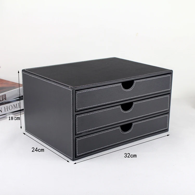 home office 3-drawer wood leather desk file cabinet storage drawer box organizer document holder rack tray crocodile white 217E