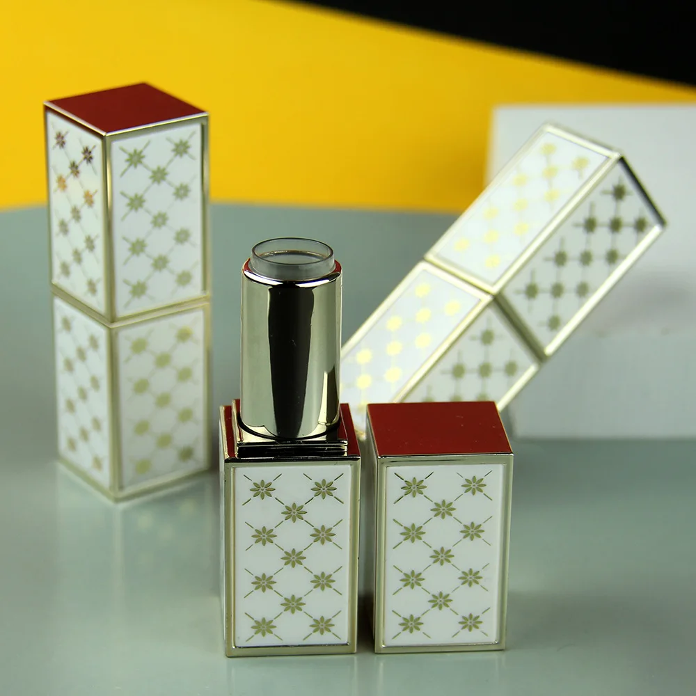 

10/30/50pcs New Lipstick Tube Square Lip Balm Container Empty Tube Refillable Bottles Printed Patch Weighted 12.1mm