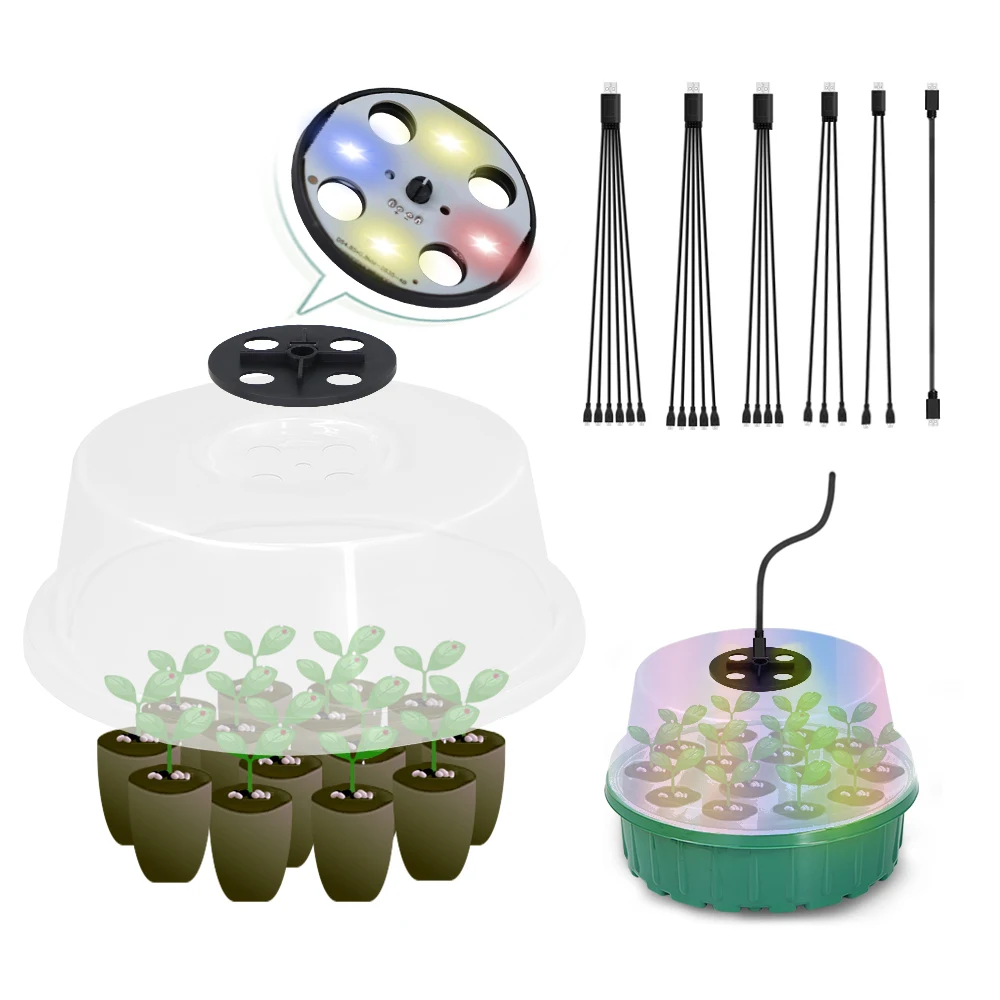 Greenhouse Germination Led Plant Lamps Beads Grow Lights Full Spectrum Purple Lighting for Seed Starter Tray Kit Red Blue hydroponic germination tray