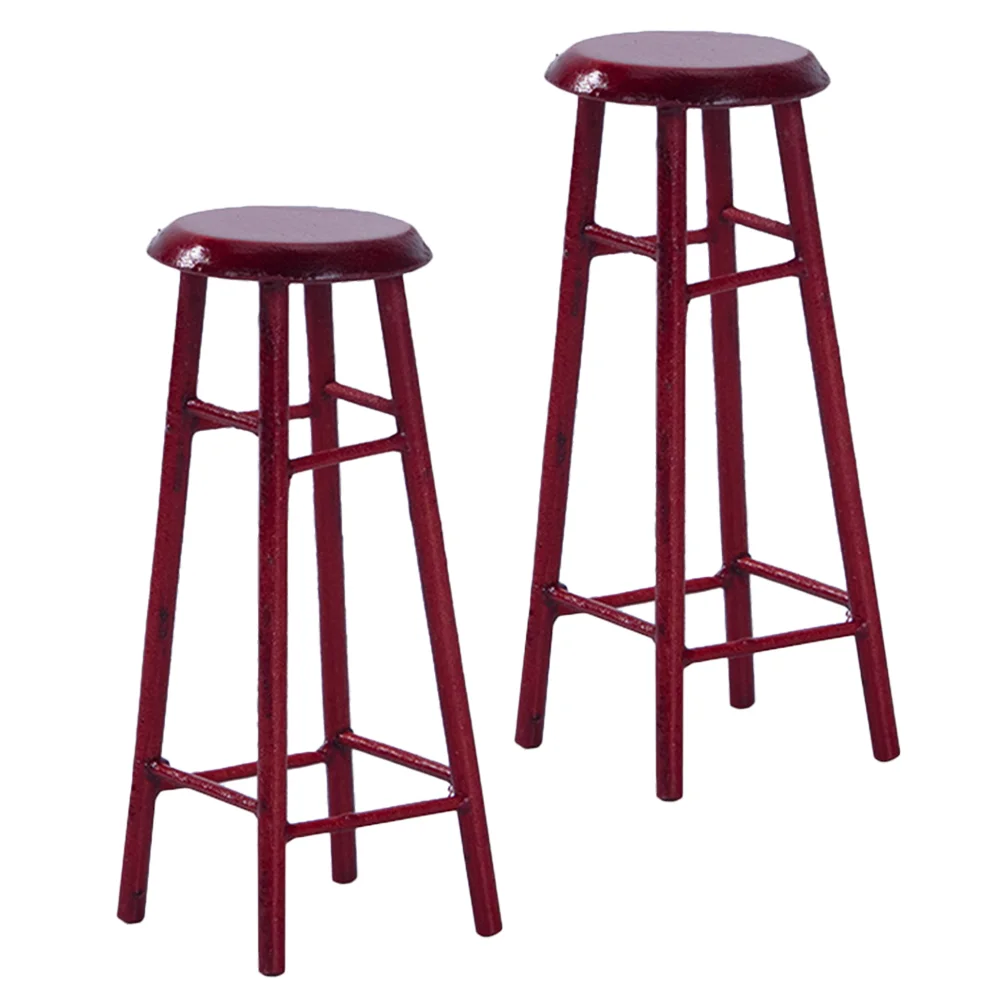 

2pcs Miniature Wooden Stools Kids Mini House Wooden Stools Mini House Decor