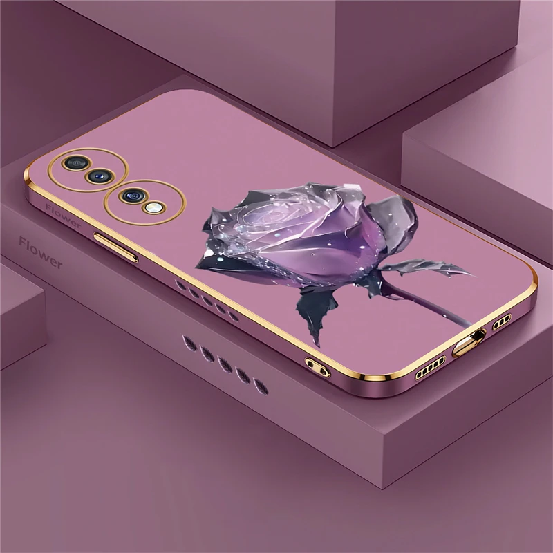 Luxury Plating Silicone Flower Shockproof Phone Case Cover