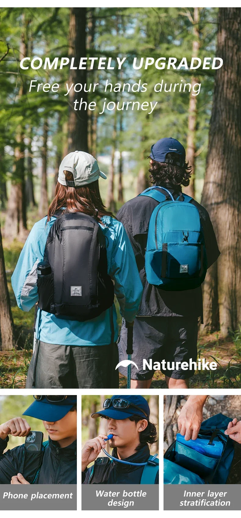 Naturehike Outdoor-Rucksack 18L 22L 25L 30L Ultraleichter Wasserdichter Faltbarer Rucksack für Herren und Damen Camping-Wanderrucksack – Detail 5