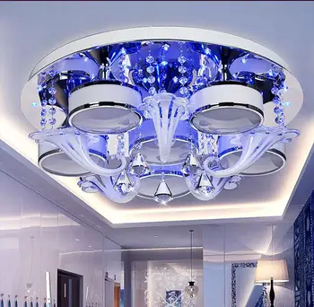 Luxury Crystal Ceiling Light Creative Living Room Bedroom Villa Light Iron 3/6/9 Head Ceiling Lights Remote control 6 colors ZA
