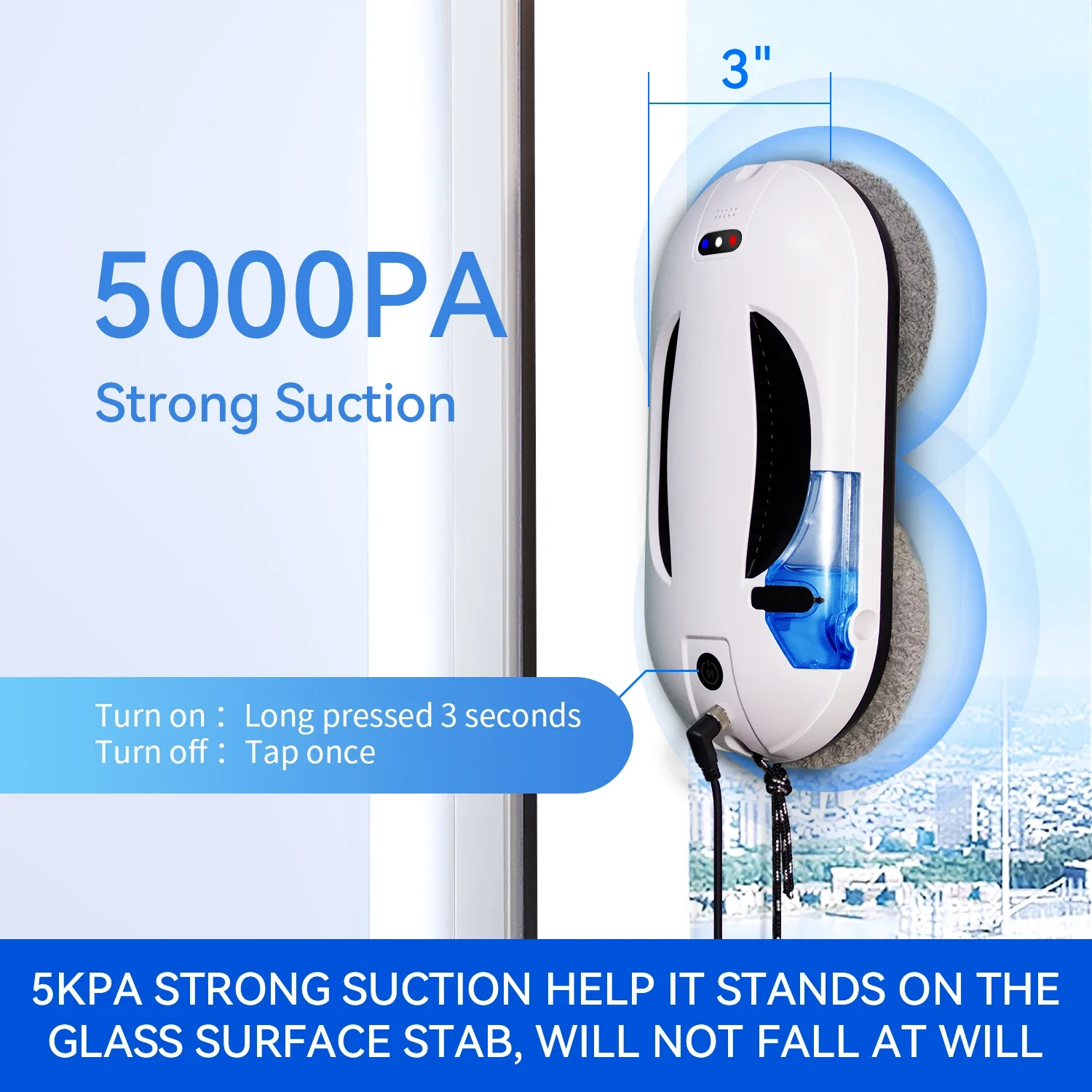 Automatic Robotic Window Cleaner with Water Tank Automatic Glass Cleaning Robot S2