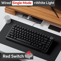 Enhanced Gaming Mechanical Keyboard 82 Keys | Wired, Bluetooth, 2.4GHz Wireless | Custom Gasket Design (Wired Black)