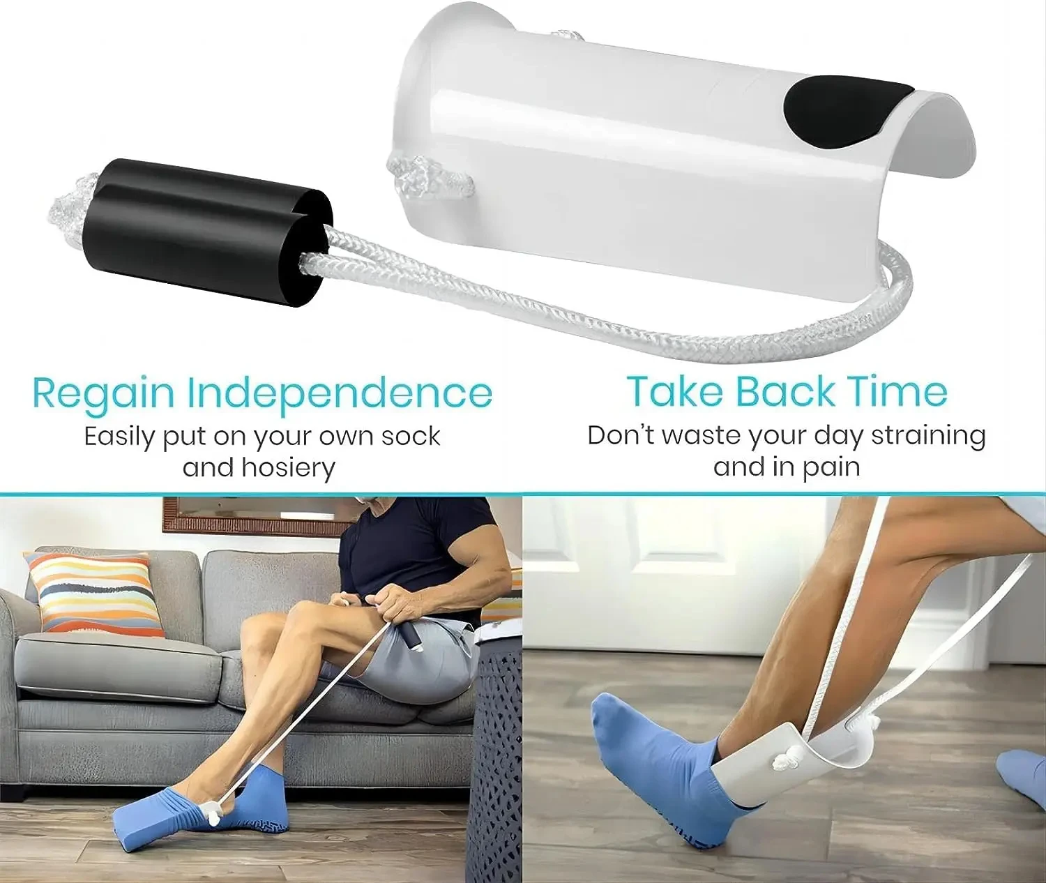 Sock Aid No Bending Easy On and Off Stocking Slider Donner Pulling Assist Device sock aid