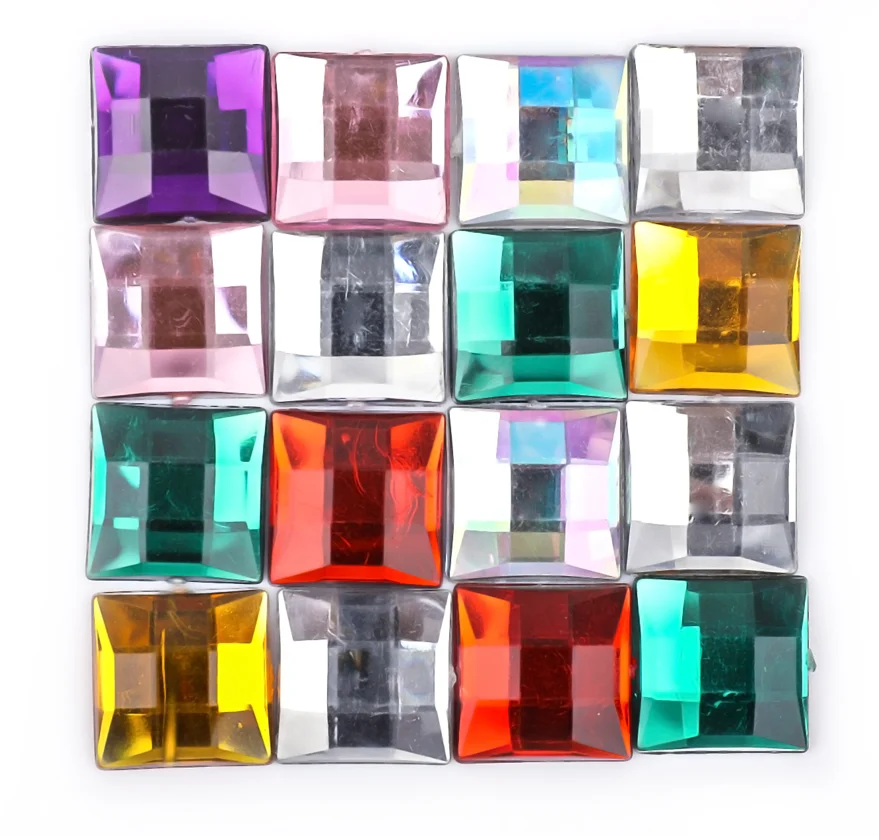 

Crystal AB Mix Colors Flat Back Square Acrylic Rhinestones Beads/ Stones ,3D Acrylic Nail Art / Garment Decoration