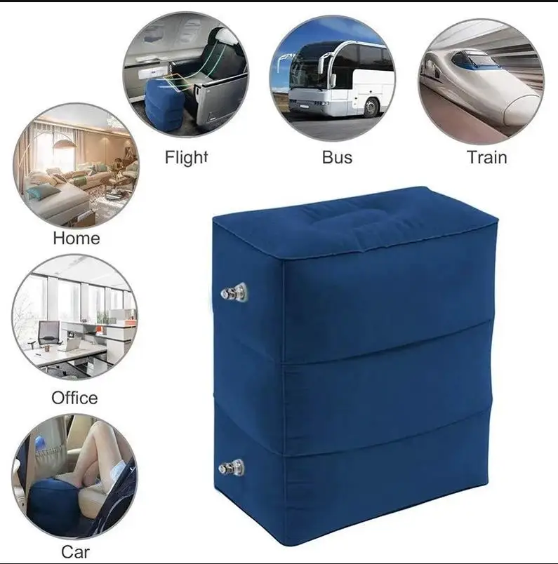 Inovra - Repose-pieds Gonflable 3 Couches Réglable En Hauteur - Oreiller De Voyage