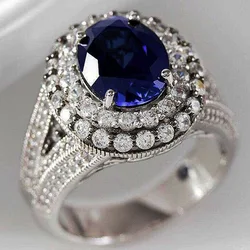 Luxury Blue Engagement Ring - Women's Anniversary Gift Jewelry Wholesale - 8