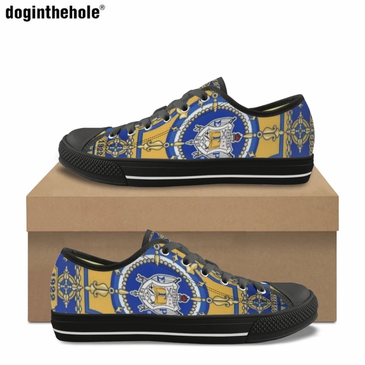 

Doginthehole Women's Low Top Canvas Shoes for Students Classic College Sneakers New Sigma Gamma Rho Sorority Design Casual Flats