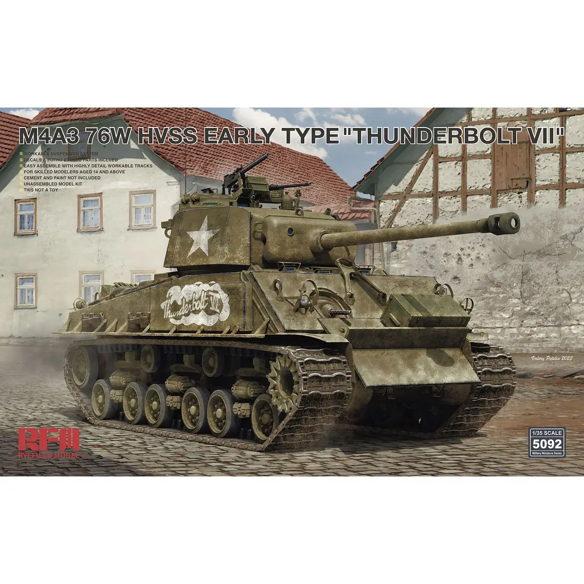 

RYEFIELD MODEL RFM RM-5092 1/35 M4A3 76W HVSS Early Type 'Thunderbolt VII' - Scale Model Kit