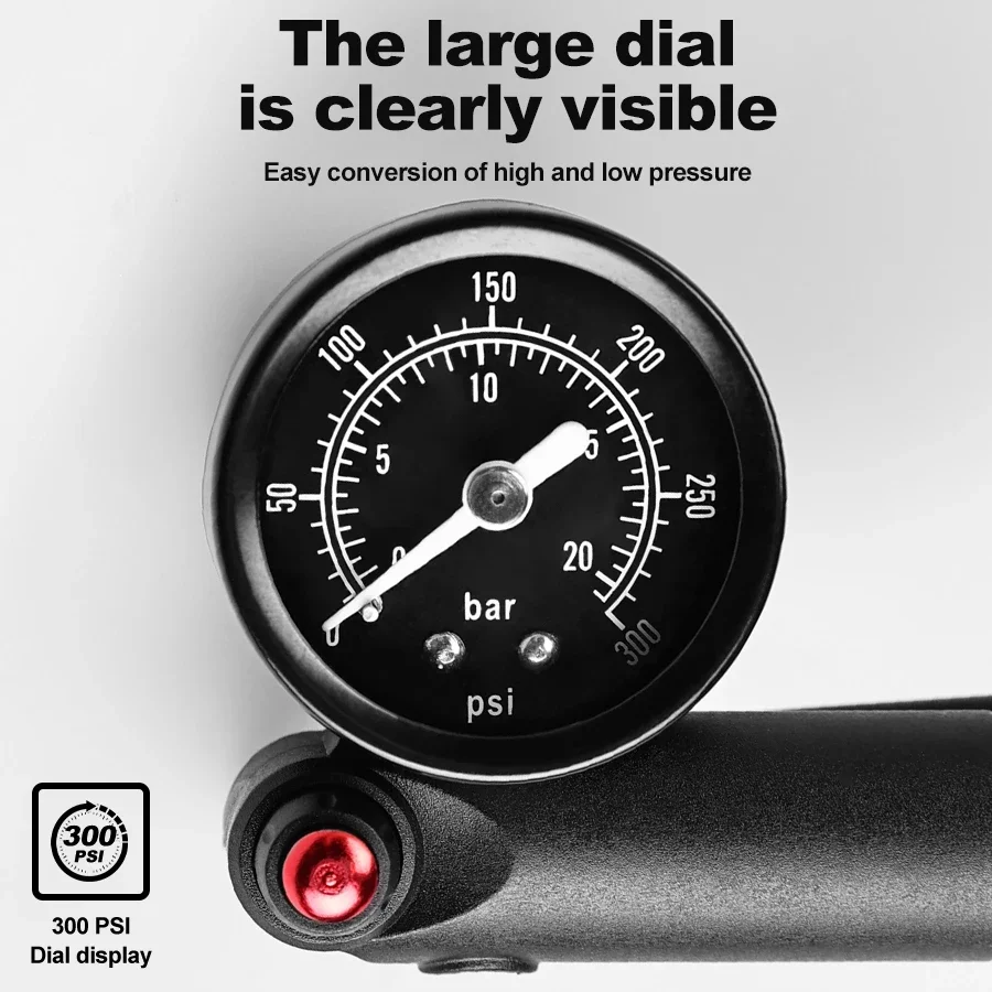 300PSI Bike Shock Pump with Gauge 2