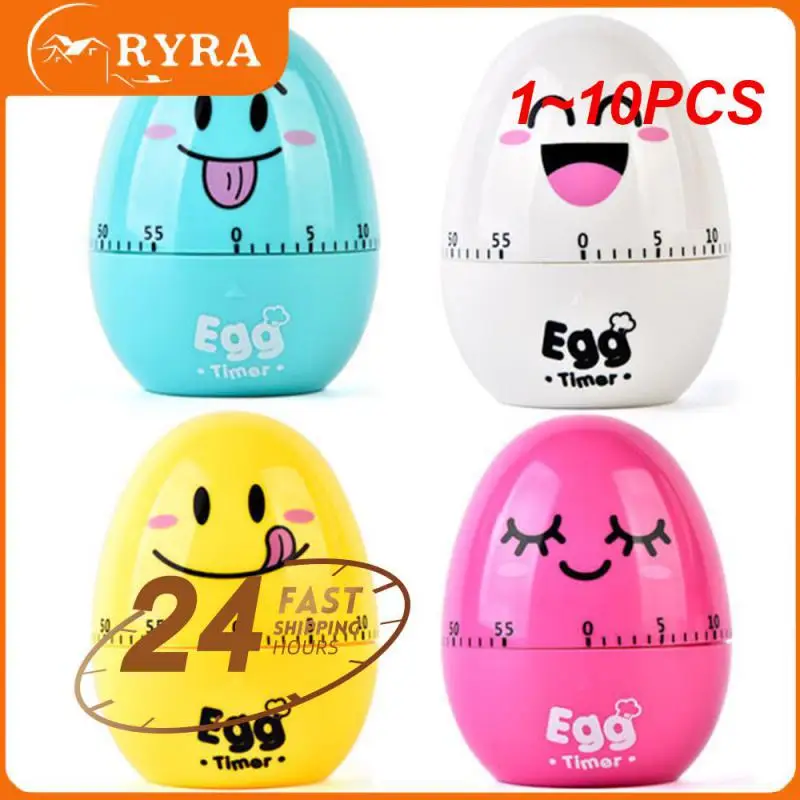 

1~10PCS Cartoon Egg Shaped Timer Manual Kitchen Timer Manager Mechanical Rotating Alarm Reminder For Cooking Sports Study