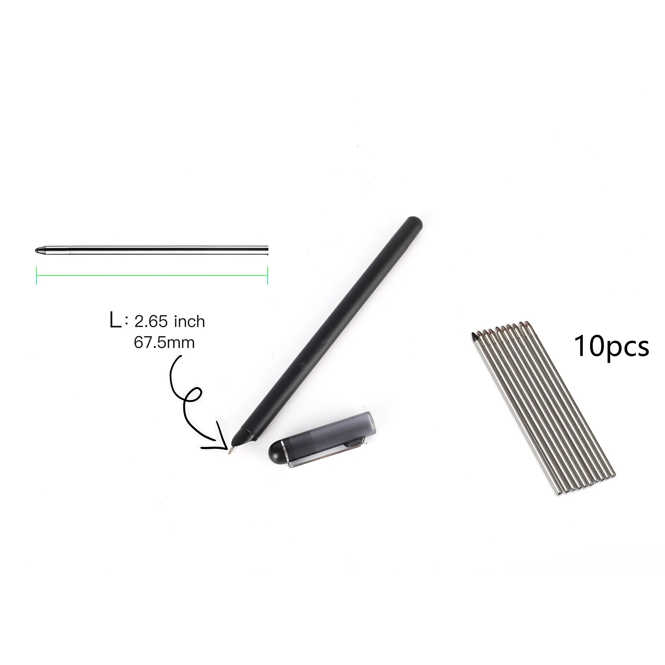 Replaceable Ink Pen Refills 10 Pieces Compatible with Ophaya Smart Digital SyncPen 0.5mm Tip Black