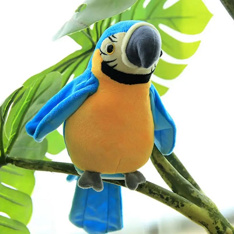 Electric Talking Parrot Plush Toy Repeats What You Say Electronic Animated Bird Interactive Stuffed Animal Doll Gift For Kids