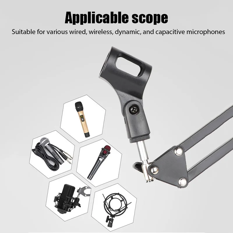 Adjustable Microphone Scissor Arm Stand Desktop Mic Clip Holder Live Cantilever Bracket Microphone Bracket Extendable