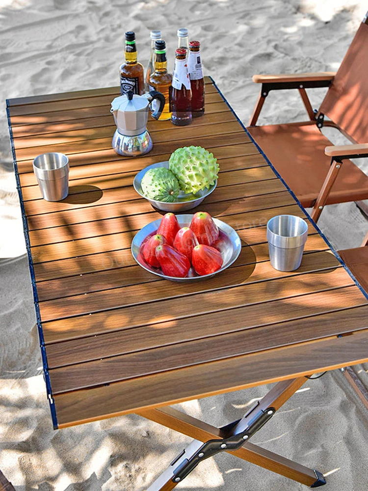 Outdoor Kampeertafel Houtnerf Loempia Opvouwbare Tafel Picknickbureau Ultralicht Draagbare Strandtafel Toeristenbord Tafels