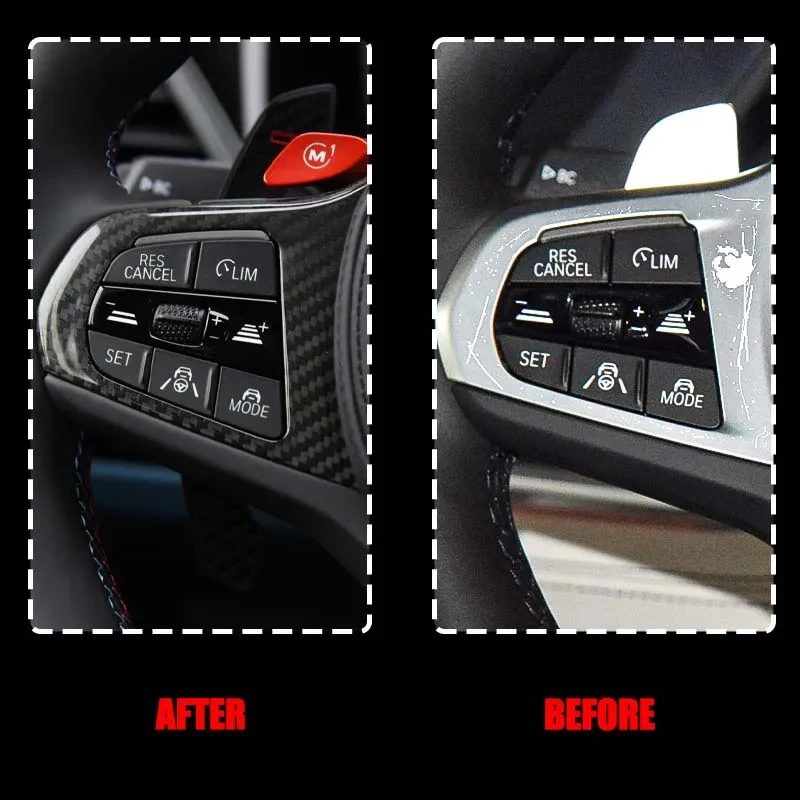 탄소 섬유 스티어링 휠 커버 트림 장식 BMW 1 2 3 4 5 시리즈 G30 G32 G42 G14 G01 G02 G05 G06 G07 G20 G22 G26 G29 G80