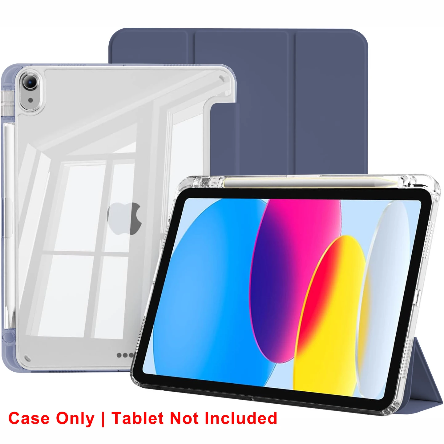 Premium Clear Crystal Tablet Case with Pen Slot and Magnetic Stand - PU Leather Flip Cover