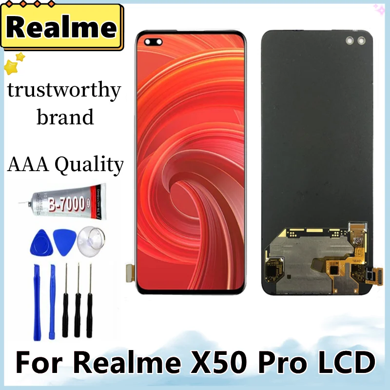 

100% протестированный ЖК-дисплей для Realme X50 Pro дисплей 6,44 "Oppo Realme X50 Pro 5G LCD сенсорный экран RMX2075 RMX2071 RMX2076 детали дисплея