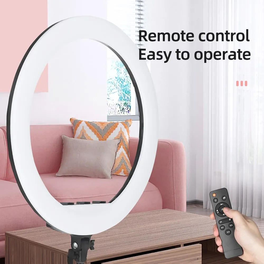 AMBITFUL 18" 21" 50W LED Ring Light Annular Lamp Bi-color 3000K-6000K + Remote Control for Video YouTube Ringlight Makeup Light - Image 2