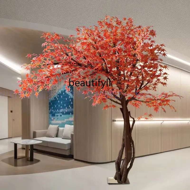 

Имитация красного кленового дерева Sycamore поддельные гинкго Большие растения для помещений отель реквизит магазин бонсай
