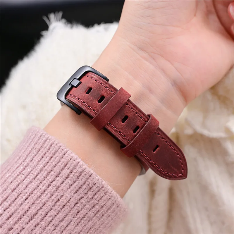 Vintage Crazy Horse Leather Watch Band - Premium Genuine Oil Wax Cowhide Strap